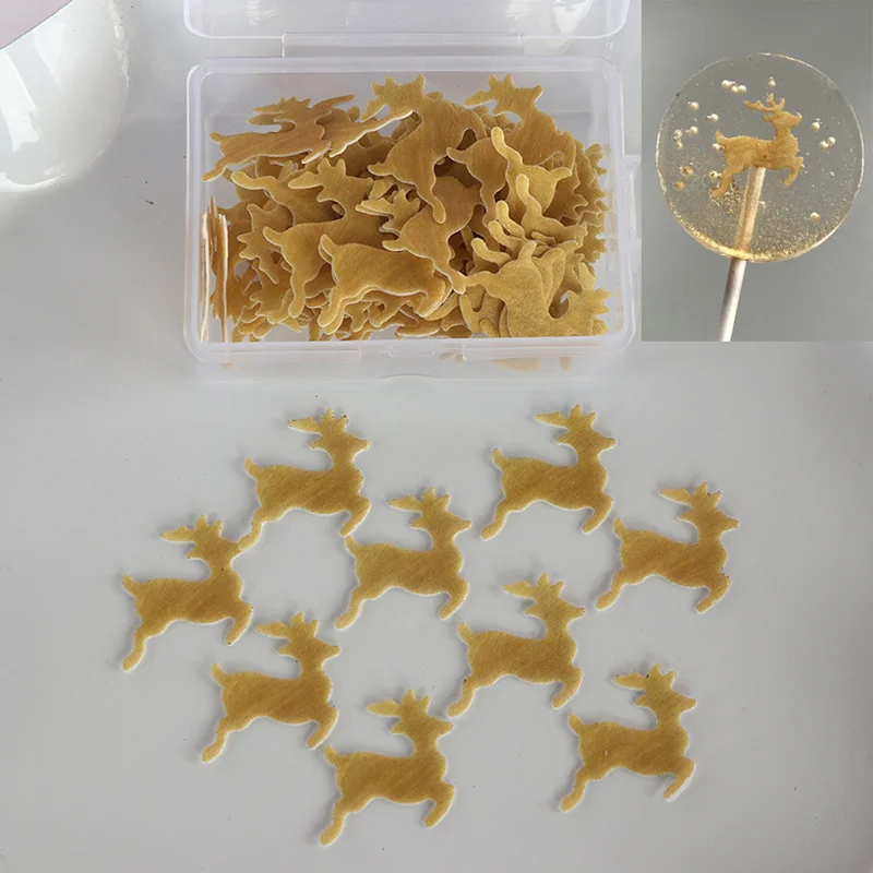 Glutinous Rice Paper DIY Handmade Sugar Boards, Crystal Star Candy Bar Decoration Paper Deer Patterns
