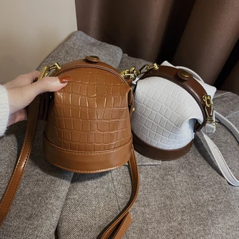 

Stone pattern Bucket bags 2020 Fashion New High quality PU Leather Women's Designer Handbag Vintage Shoulder Messenger Bag