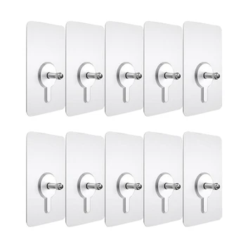 

10pcs Punch-Free Non-Marking Screw Stickers Wall Picture Hook Invisible Traceless Hardwall Drywall Picture Hanging Kit