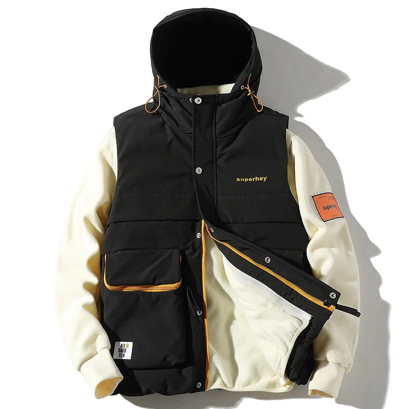 Лидер продаж, мужской осенне-зимний стильный модный жилет без рукавов из двух частей, куртка-пуховик на утином пуху, съемный