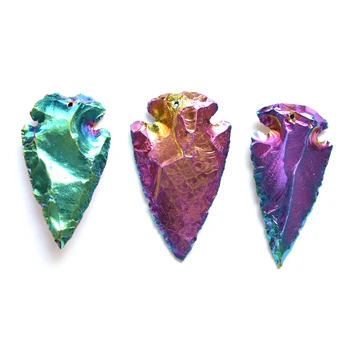 

New titanium rainbow quartz crystal arrow pendants, gem jewelry charms findings