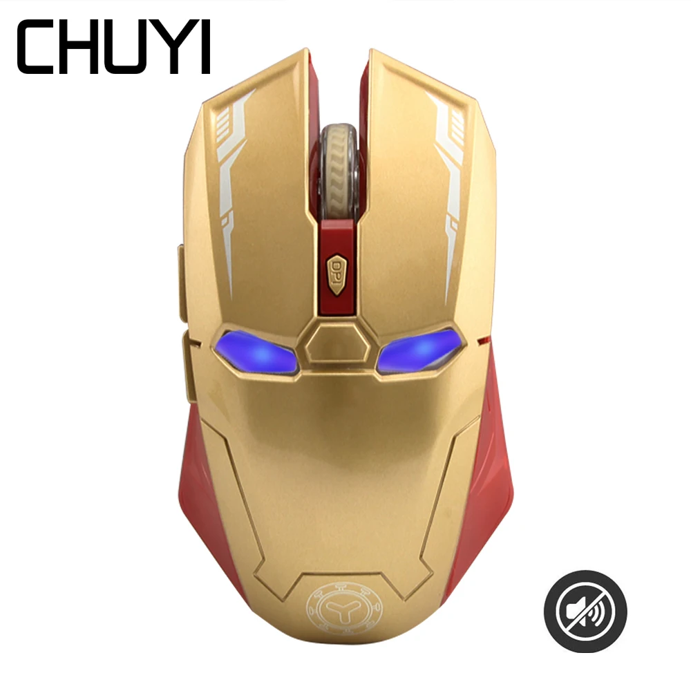 Беспроводная Бесшумная игровая мышь Iron Man 2 4 ГГц эргономичная оптическая