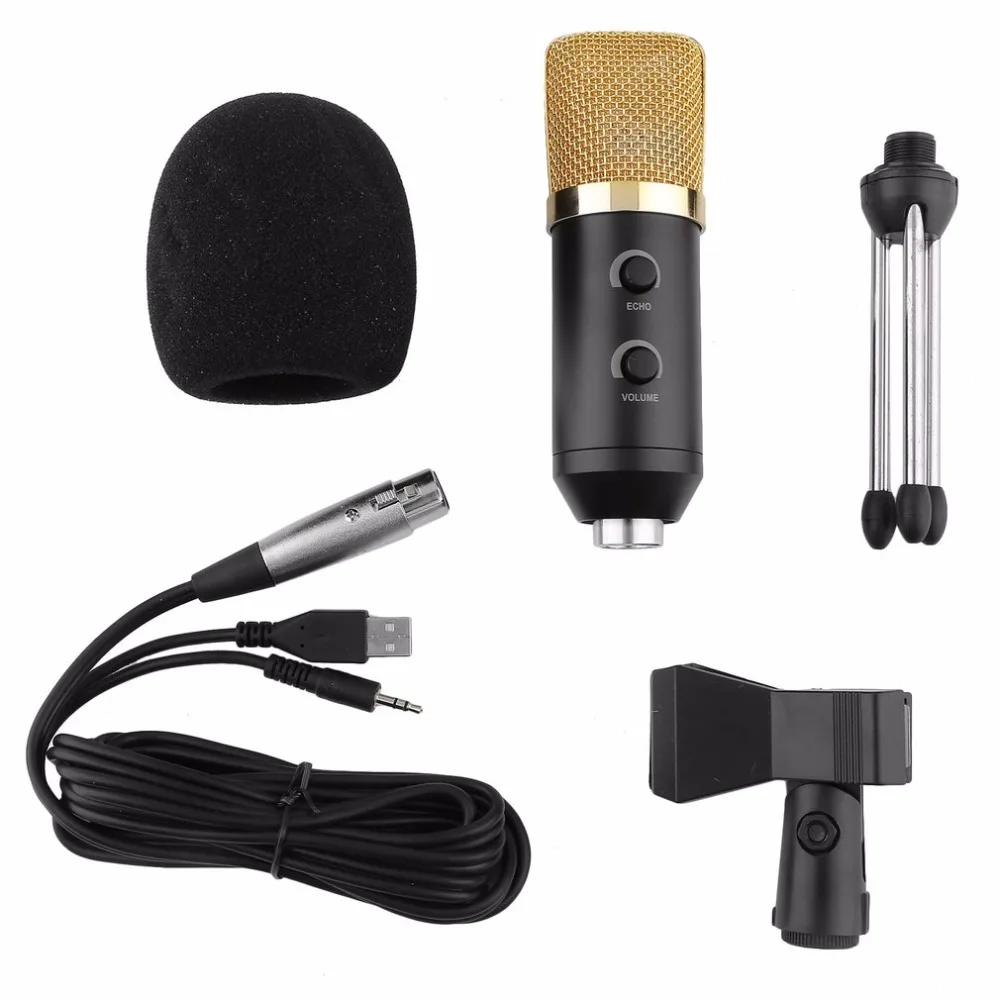 

MK -F100TL Wired microphone USB Condenser Sound Recording Mic with Stand for Chatting Singing Karaoke Laptop Skype