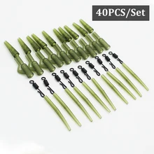 1Set=40PCS Carp Fishing Accessories Kit Rubber Lead Clips Anti Tangle Sleeve Quick Change Rolling Swivels Carp Rig Making Tackle