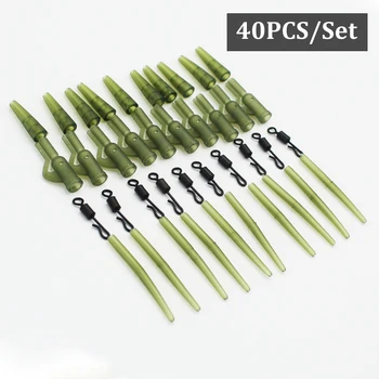 

1Set=40PCS Carp Fishing Accessories Kit Rubber Lead Clips Anti Tangle Sleeve Quick Change Rolling Swivels Carp Rig Making Tackle