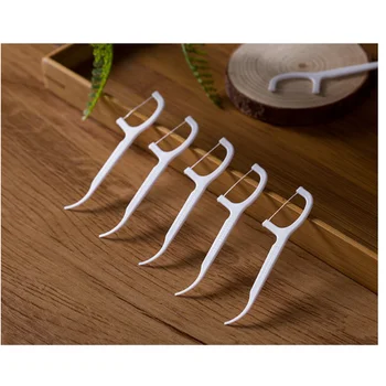 

300pcs floss pick folymer floss stick bow style toothpick with string dinner supplies home decor black technology toothpick