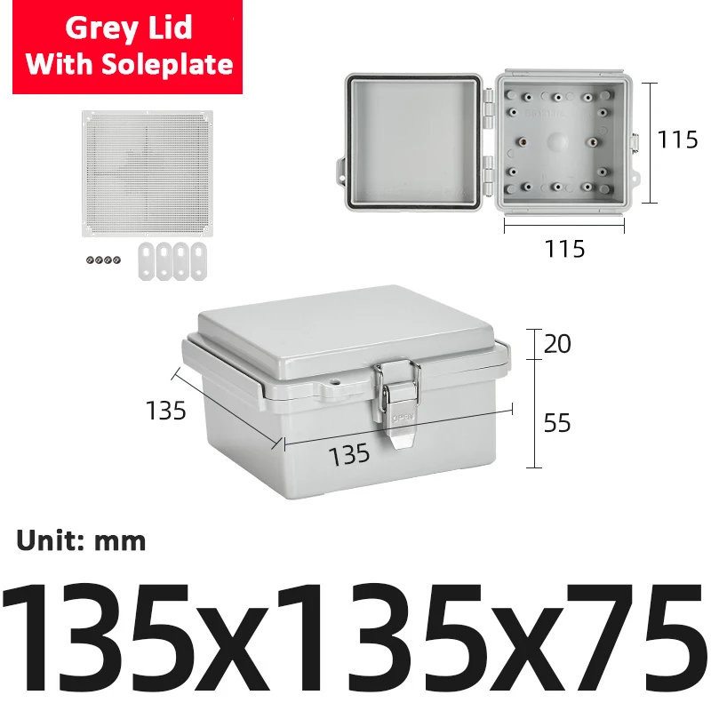 Scatola di giunzione IP67 impermeabile con coperchio grigio/trasparente, custodia in plastica ABS per strumenti elettronici da esterno, spedizione rapida  13