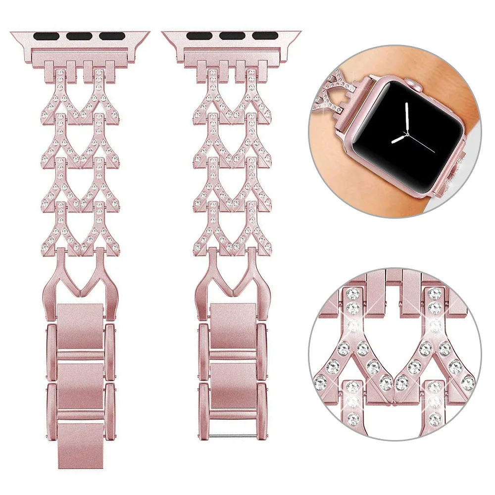 Модный регулируемый металлический ремешок для Apple Watch Band Series 5 4 3 2 1 Женский браслет для iWatch 40 мм 44 мм 38 мм 42 мм ювелирный пояс