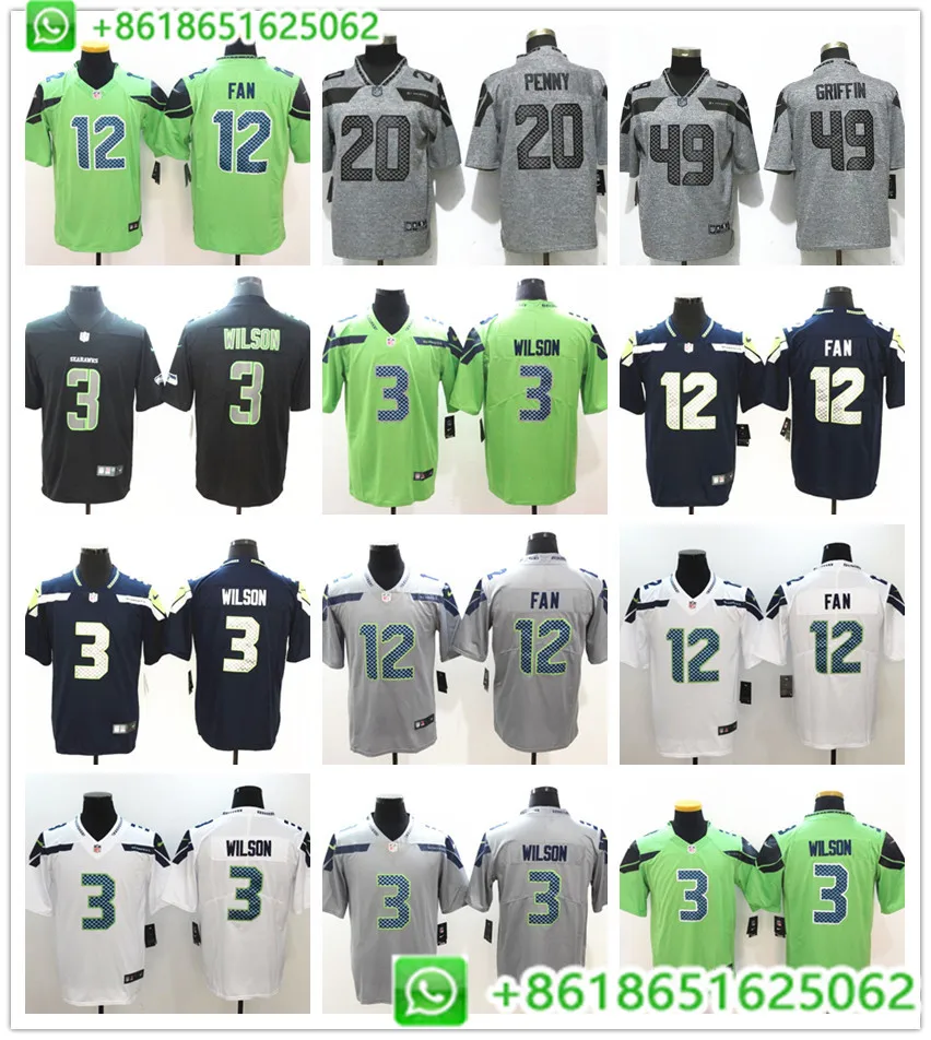 Мужские рубашки Seattle Shaquem Griffin Russell Wilson 12s Rashaad Penny Vapor Untouchable Limited Jersey BHR01
