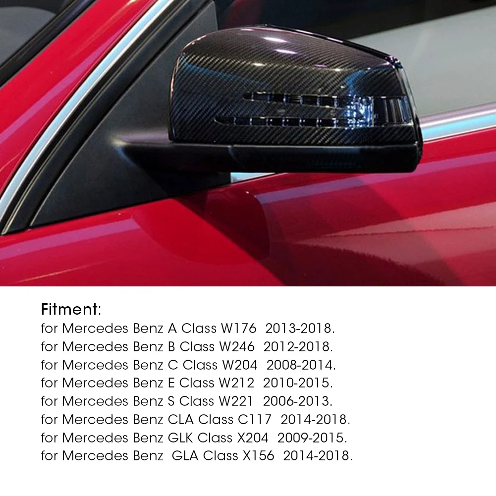 

2pcs Side Rearview Mirror Cover Caps Trim for Mercedes Benz A B C E S CLA GLA GLK Class W176 W204 W212 W221 W246 C117 X156 X204
