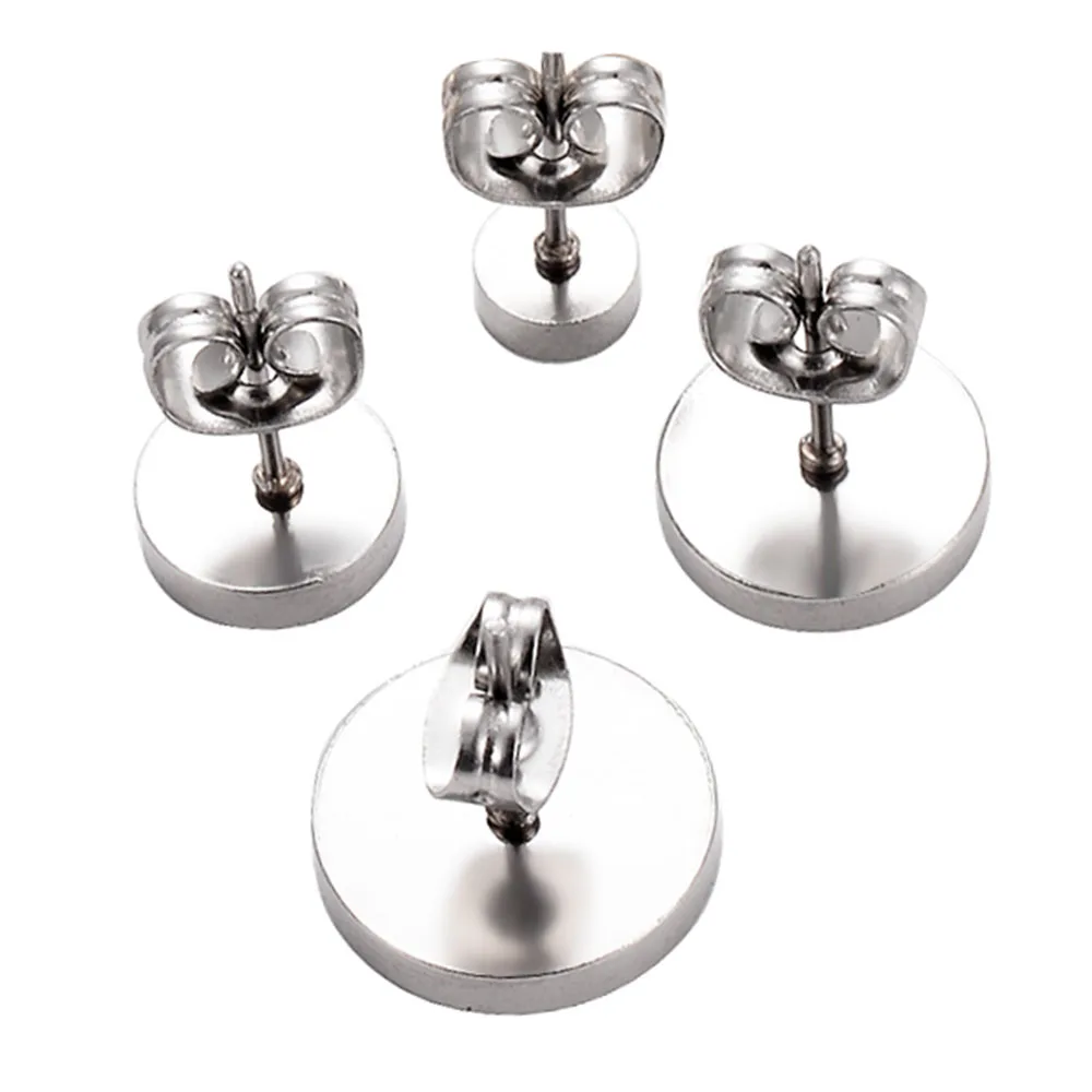 50Pcs/Lot Stainless Steel Blank  Earrings Sets Ear Cabochon Base Tray DIY Jewelry Making Accessories 3