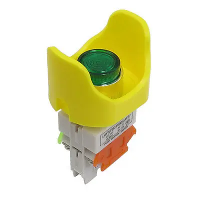 

AC 220V Green Illuminated Lamp Momentary 1NO 1NC Ingot Shape Push Button Switch