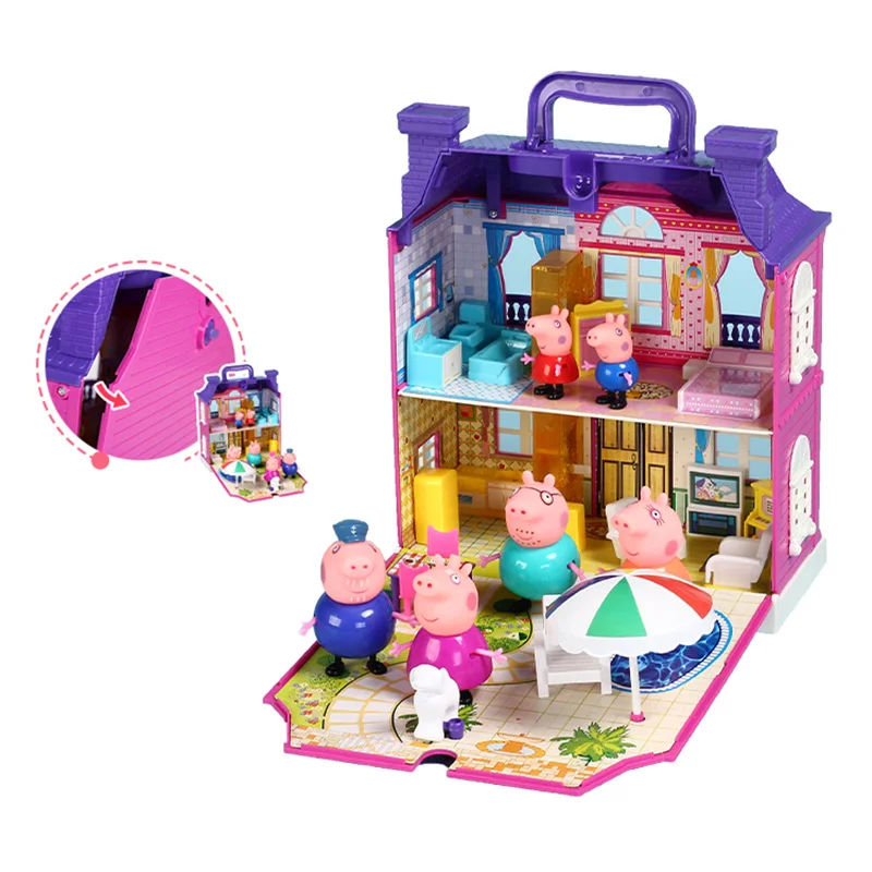 Свинка Пеппа музыкальная вилла Джордж игрушки вагон дом набор фигурка аниме игрушки для детей мультфильм подарок на день рождения