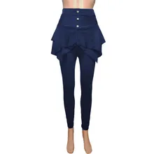 New Arrivals Fashion Skirtpants 2020 Plus Size Leggings Women Black Blue Gray Ruffles Button Workout Slim Ladies Legging Female