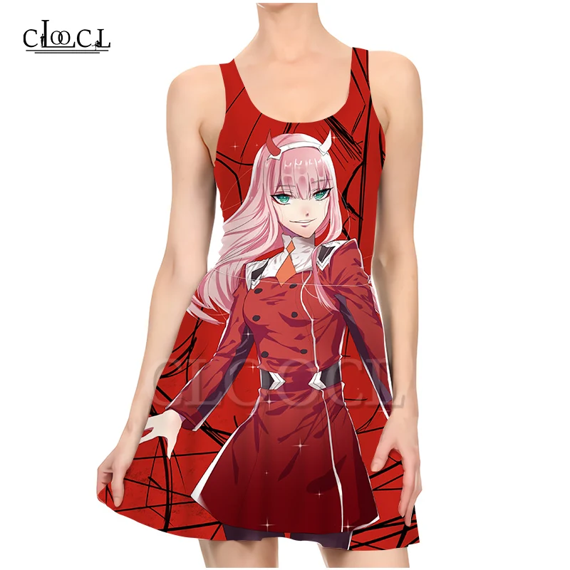 CLOOCL аниме дорогой в Franxx Zero Две Девушки без рукавов сексуальные платья 3D печать