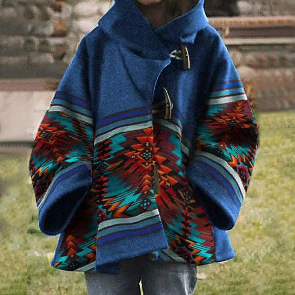 Women Coats Ladies Autum Winter Fashion Bohemia Plus Size Loose Hooded flared Buckle Style Travel Long Cloak Coat MujerD23# | Женская