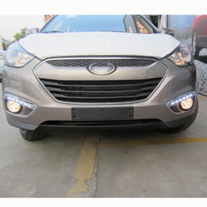2 шт. led DRL для hyundai ix35 дневные ходовые огни дневного света led 2013 2012 2011 2010 2009 противотуманные лампы сигнала поворота Светильник Цвет: желтый, белый