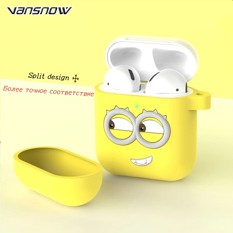 Чехол с миньонами для Airpods, силиконовый защитный чехол для AirPods, зарядная коробка с веревкой против потери, аксессуары для Airpods
