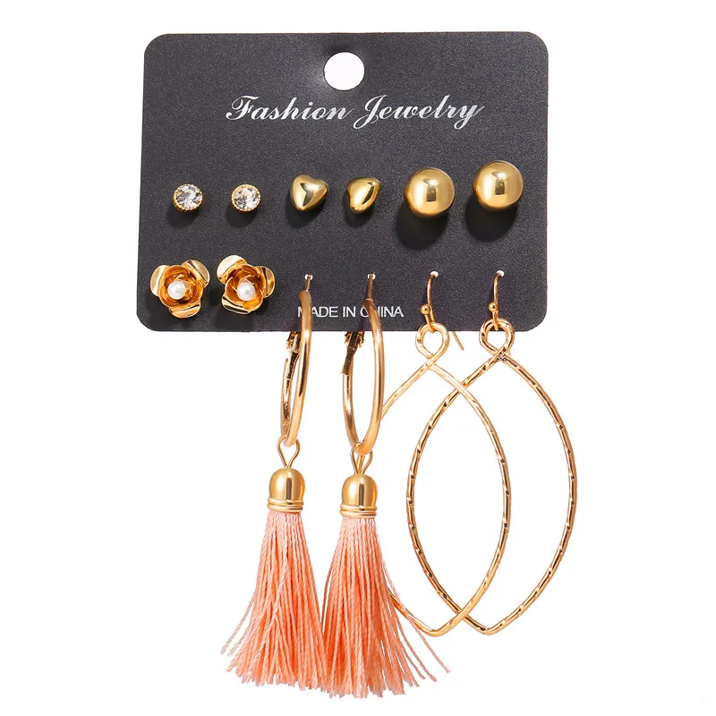 Earrings Set 20 17 км акриловые серьги с кисточками для женщин, богемные серьги, набор больших геометрических висячих сережек Brincos, Женские Ювелирные изделия DIY - Окраска металла: Earrings Set 20
