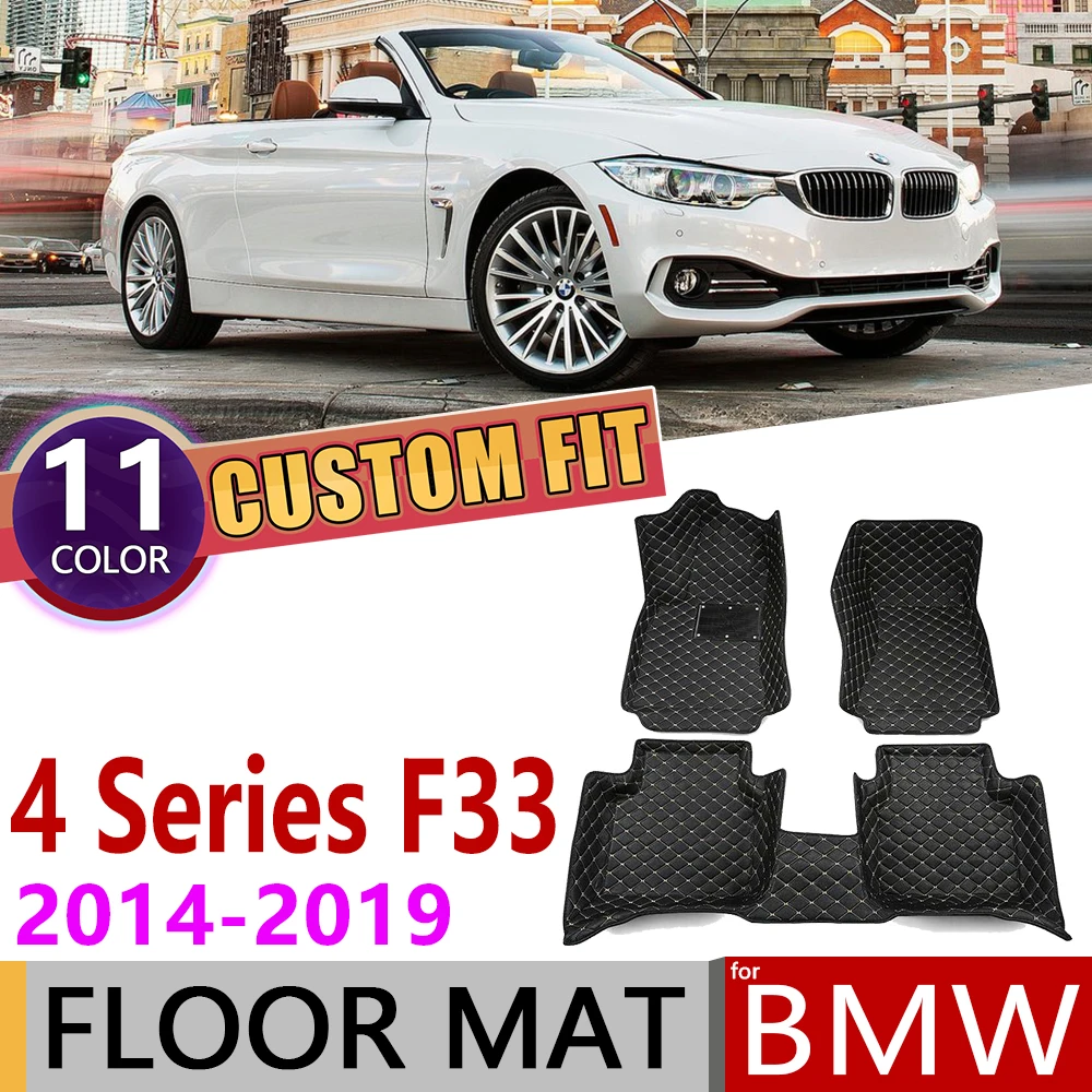 Кожаный автомобильный коврик на заказ для BMW 4 серии F33 2014 ~ 2019 5 мест ног аксессуары
