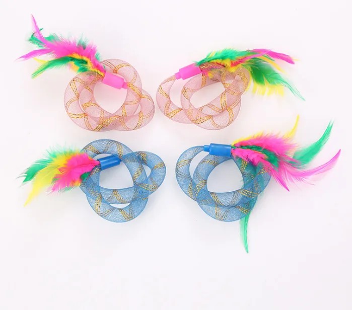 Usd0.95/pc котенок питомец игральные игрушки перо эластичный пояс 20 шт./партия - Цвет: as enclosed photo