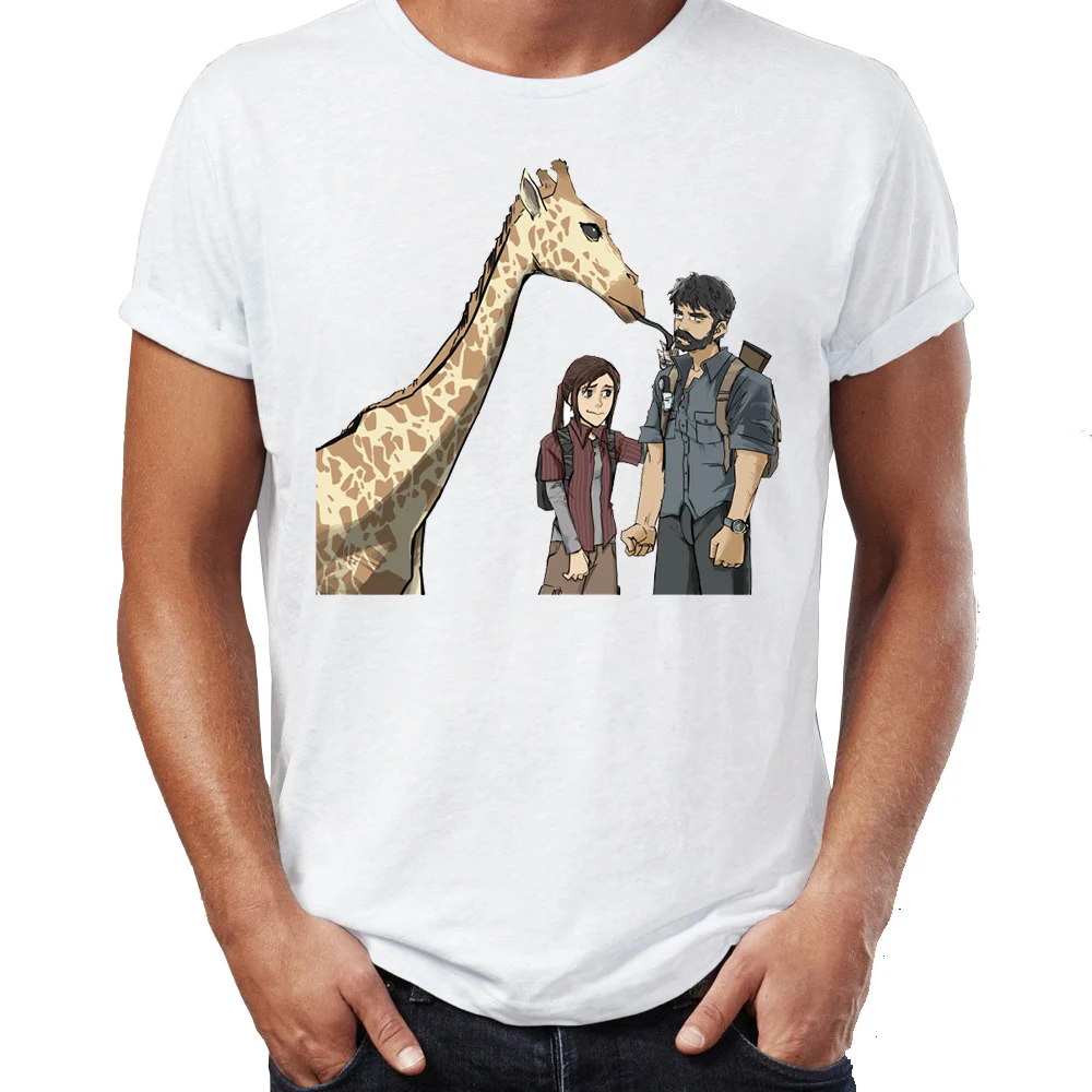Новая мужская футболка последняя из нас Joel And Ellie Giraffe Badass Artsy Awesome Художественная