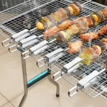 

12Pack 14 Inch Stainless Steel Barbecue Skewers with Buckle, Reusable Grilling Sticks Set Kebab Needles