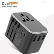 Adaptateur de chargeur double Type C PD QC USB tout-en-un pour voyage avec prise EU US UK AU, prises de chargeur de voyage universelles