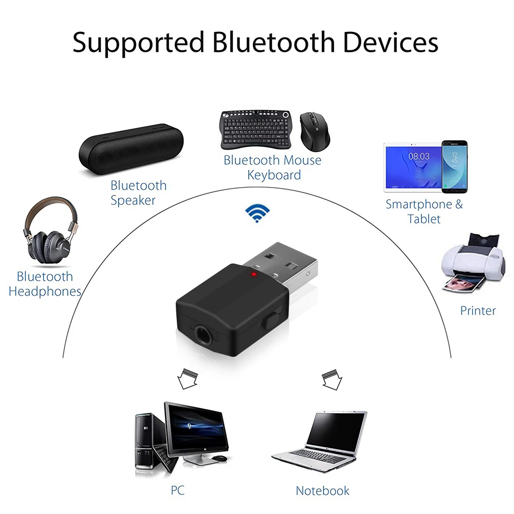 Kebidu Мини Bluetooth 5,0 приемник передатчик стерео Bluetooth AUX аудио RCA USB 3,5 мм разъем для ТВ ПК автомобильный комплект беспроводной адаптер