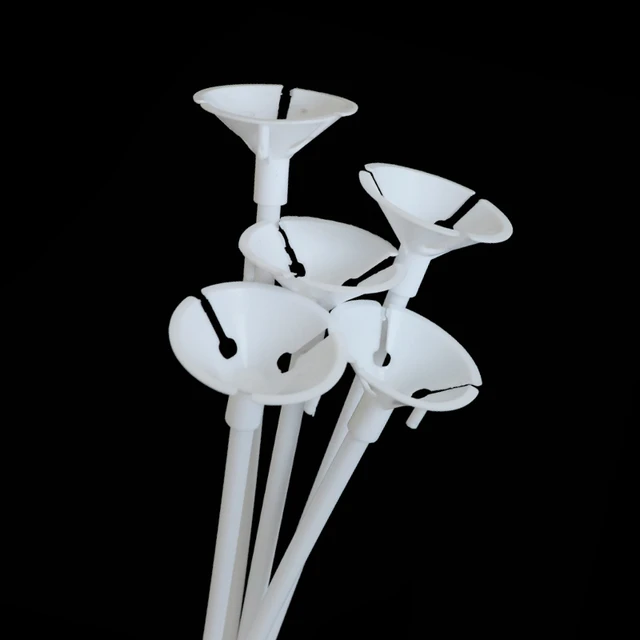 100pcs Latex Balloon Sticks White Balloons Holder Stick With Cup Birthday  Party
