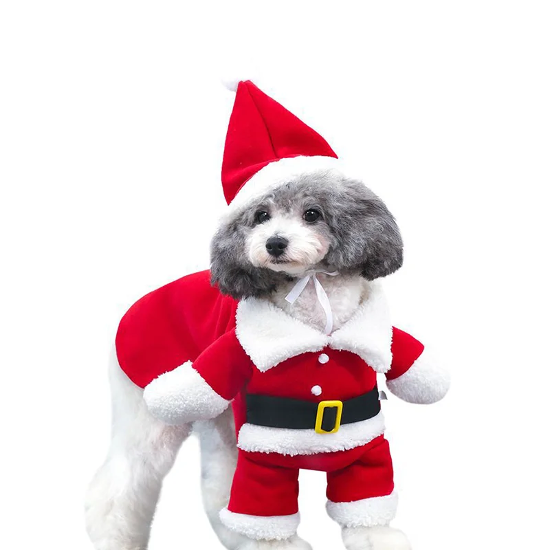 Рождественские костюмы для собак, кошек, Забавный костюм Санта-Клауса для собак, кошек, зимняя теплая одежда для собак, Рождественская одежда для домашних животных, украшение
