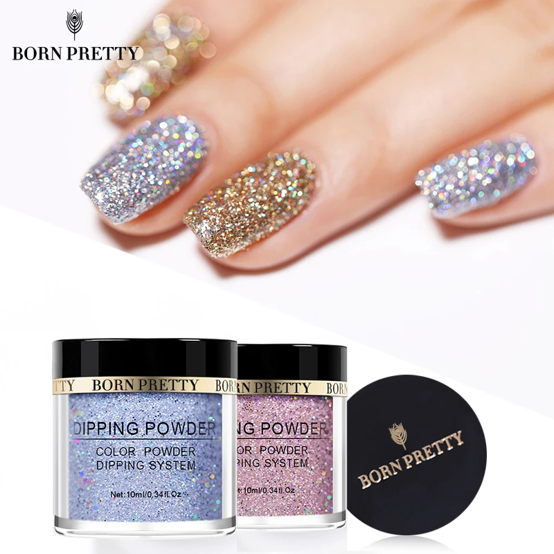 

BORN PRETTY Holographic Dip Nail Powders Gradient Dipping Glitter Decoration Lasting than UV Gel Natural Dry Without Lamp Cure