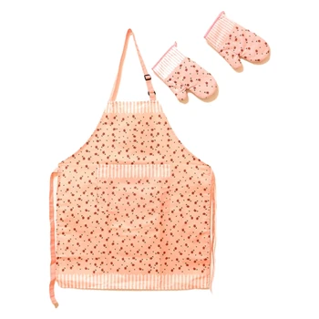

Apron with Heat Resistant Cotton Oven Mitts Set for Kitchen Cooking and Baking GXMA