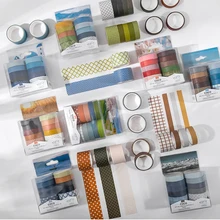 

10rolls Washi Tape Grid Decorative Ribbons Adhesive Masking Tape Stickers 2m Basic Washitape Japanese Stationery Washi Tape Set