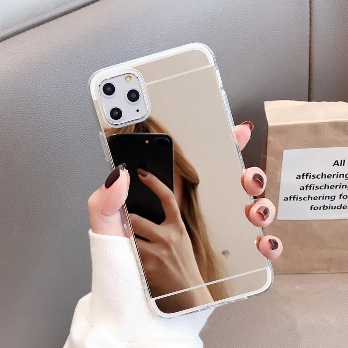 500 шт Мягкий ТПУ зеркальный чехол для iPhone 11 Pro Max XS XR X 8 7 6 6S Plus Тонкий блестящий силиконовый чехол Acrylix с гальваническим покрытием