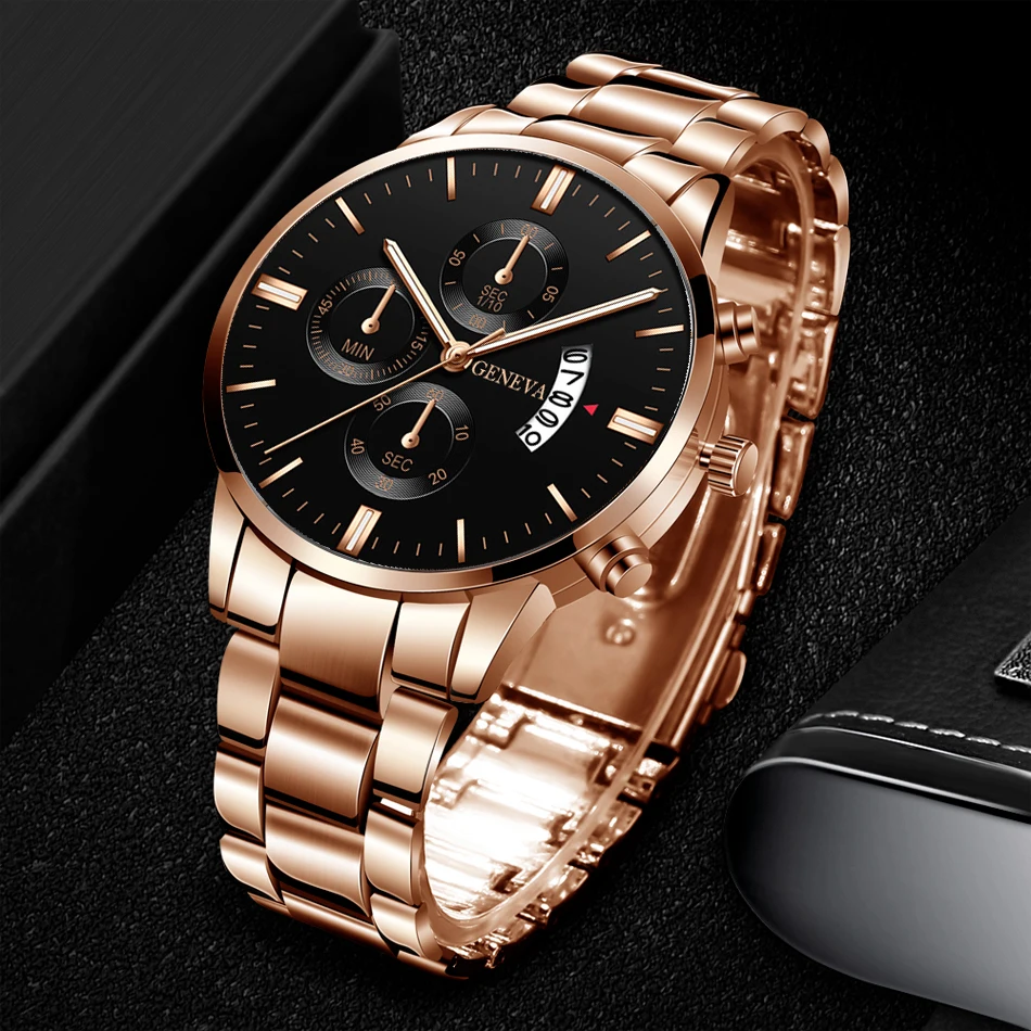 2020 Fashion Trend Men's Stainless Steel Watch Luxury Calendar Quartz Watch Men's Business Casual Watch