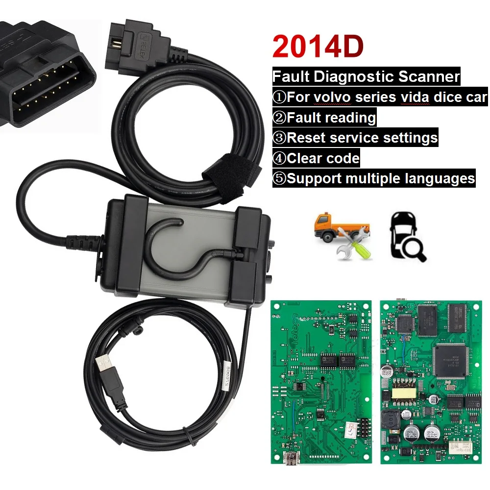 

Full Chip For Volvo Vida Dice 2014D pro Diagnostic Tool OBD2 OBDII Car Engine Automotive Fault Scanner Green Board code reader