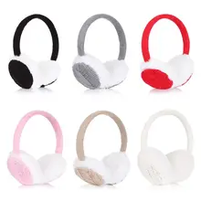 Mulher à prova de vento quente macio malha earflap plush earmuffs aquecedores orelha muff