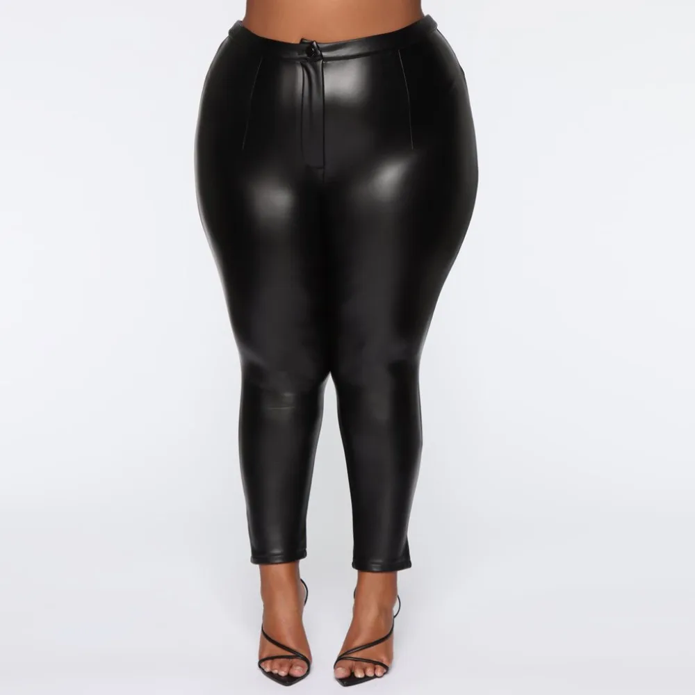 Dames леггинсы broek Женские однотонные черные тонкие кожаные повседневные Стрейчевые антицеллюлитные Леггинсы кожаные леггинсы женские T