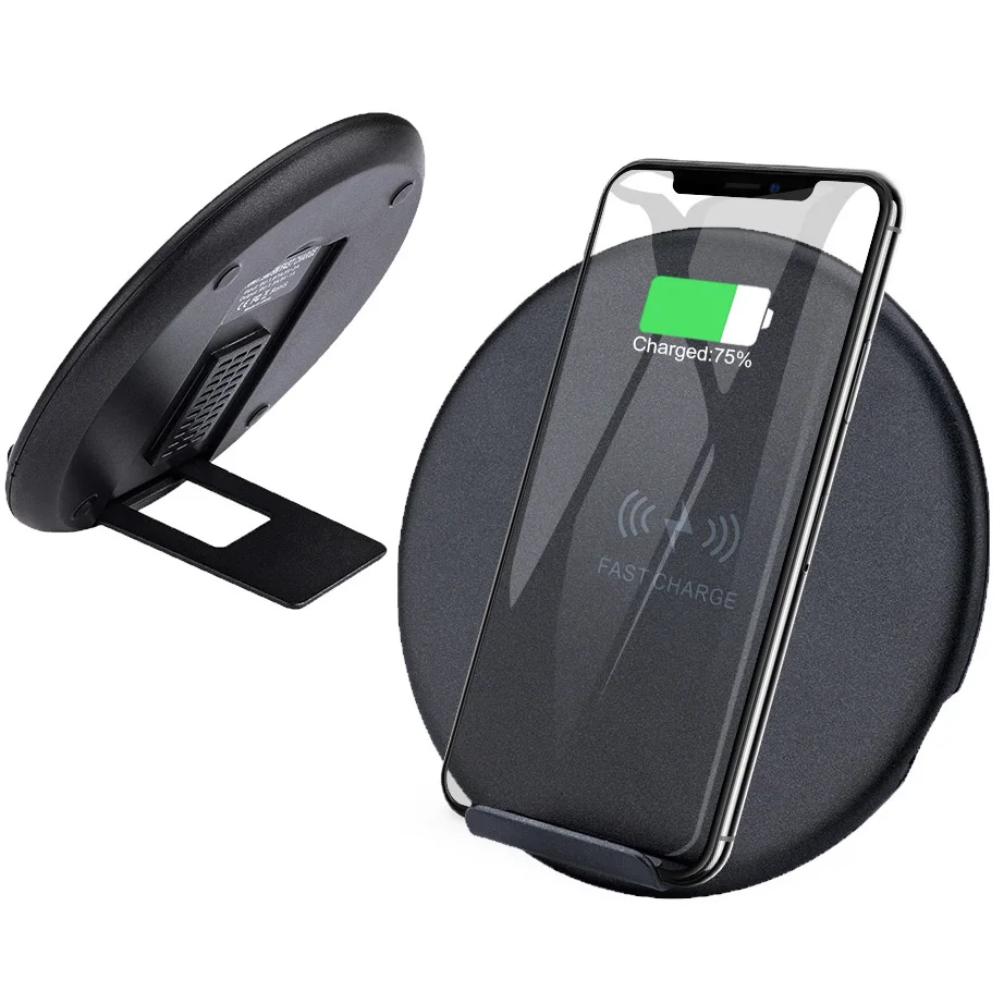 

QI A2 magnetic disc mobile phone desktop wireless charger vertical folding fast charge FOR: iphone Samsung Huawei xiaomi VIVO