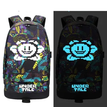 

Game Undertale San Backpack Snake Pattern USB Port Rucksack Bag Student School Shoulder Bag For 14 Inch Laptop