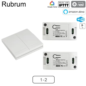 

Rubrum RF Wifi Switch 433MHz 10A/2200W Wireless Switch 86 Type ON/Off Switch Wall Panel 433 MHz RF WiFi Remote Control Gate Tuya