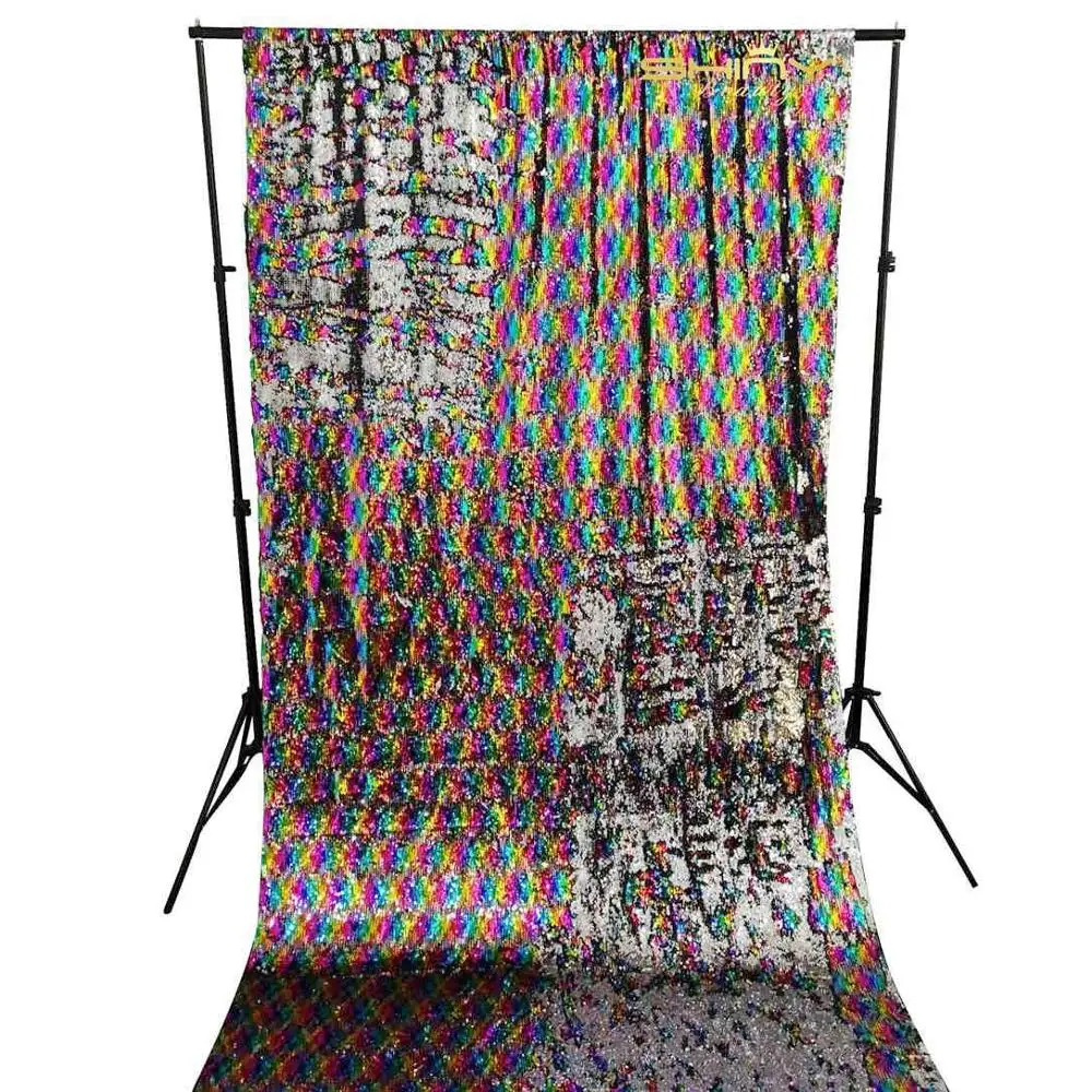 

Sequin Backdrop Rainbow Color 6FTx8FT Glitter Backdrop Mermaid Silver Sequin Curtains Photo Booth Backdrop-M0926