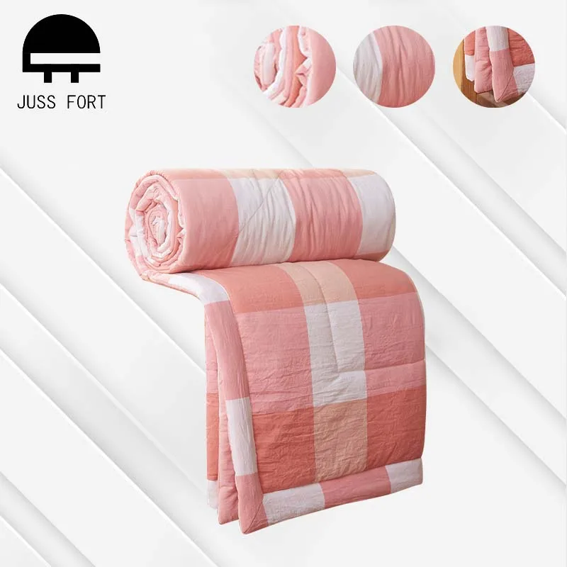 Details about   Winter air-conditioning quilt breathable blanket thin stripe lattice bed cover 
