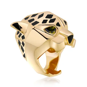 

Hot-selling European And American Exaggerated Leopard Head stainless steel Color-retaining Dropping Oil Ring