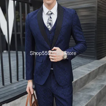 

Handsome Suit Suit Men Suit Best Man Groom Marriage Dress Three-piece Set Youth Slim Fit England Wind