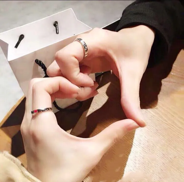 Корейский 925 стерлингового серебра сердце кольца для женщин Бохо ювелирные изделия парные кольца