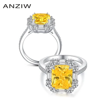 

3 Carat Yellow Stone Halo Ring Simulated Diamond Engagement Wedding Sterling Silver Ring Jewelry Women zilveren ring