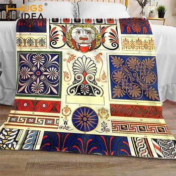 

HUGSIDEA Greek Style Tridition Ethnic Pattern Flannel Blanket 3D Print Christmas Gift Fleece Blanket For Bedroom Throw Blanket