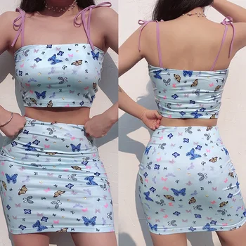 

Sexy Butterfly Print Women Cute Cropped Top Summer Fashion Bow Bralette Ladies Cami Top Harajuku Camisole